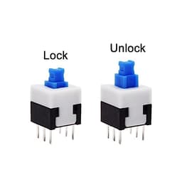 10Pcs Tact Tactile Mini On Off Self-Locking Switch Push Button Momentary Latching DIP 6 Pin with Cap(5.8x5.8mm,Red Cap,Unlock)