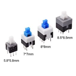 10Pcs Tact Tactile Mini On Off Self-Locking Switch Push Button Momentary Latching DIP 6 Pin with Cap(5.8x5.8mm,Red Cap,Unlock)