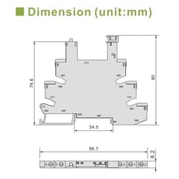 FY-41F-1 Din Rail Slim Relay Module Protection Circuit 6A 12VDC/AC Or 24VDC/AC Socket 6.2mm Thickness 1Pcs