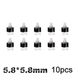 10Pcs Tact Tactile Mini On Off Self-Locking Switch Push Button Momentary Latching DIP 6 Pin with Cap(5.8x5.8mm,Red Cap,Unlock)