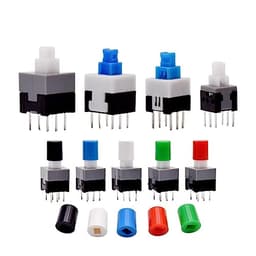 10Pcs Tact Tactile Mini On Off Self-Locking Switch Push Button Momentary Latching DIP 6 Pin with Cap(5.8x5.8mm,Red Cap,Unlock)