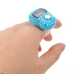 Blue Rhinestone Finger Tally Counter, Mini Ring Digital Hand Counter