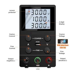 DC Power Supply Variable,0-30V 0-10A Adjustable Switching DC Regulated Bench Power Supply,Coarse and Fine Adjustment(LCD Screen 60V5A)