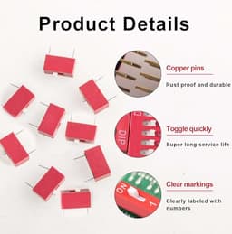 20pcs Double Row Dip Switch 1 Position, Slide Type Switch 2.54mm PCB Mountable On Off Toggle Switch for Circuit,Breadboard