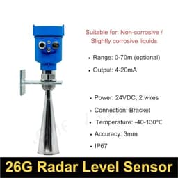 26g Radar Level Gauge 0-70m Water River Level Measurement Meter Radar Level Sensor 4-20ma(0-5m 4-20mA 24vdc)