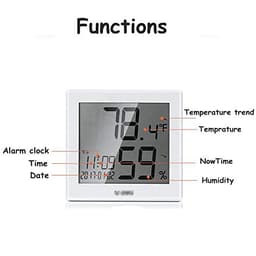 LCD Display Electric Temperature and Humidity Meter Thermometer & Hygrometer W/Clock Time Date Hygrothermograh