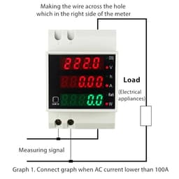 1pc AC 80-300V 0-100A Din Rail LED Voltmeter Ammeter Active Power Factor Energy Meter Voltage Volt Current Multi-Function(AC 250-450V LED)