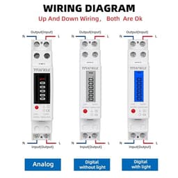 Wire Digital Wattmeter Power Consumption Analog Energy Meter