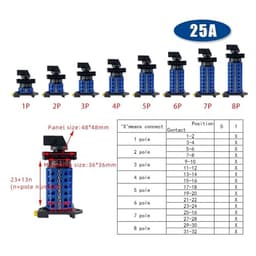 YMW26 LW26-25A Rail Mounted LW28 Changeover Rotary Cam Switch 690V Selector Control Motor Off-ON(1P-4 Terminals)