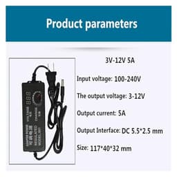 1 Piece/lot AC 100V-240V to DC 3V-12V 5A 60W Universal Power Adapter Adjustable Fan Motor Regulated Power Adapter Display Power Supply