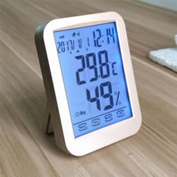 Home Office Touch Screen Electronic Temperature and Humidity Meter Night Light Clock Digital Thermometer