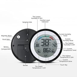 Digital Thermometer Hygrometer Temperature Humidity Meter Max Min Value Trend Display
