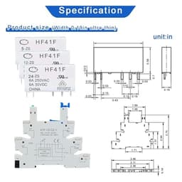 10pcs Rail Relay 5V 12V 24V Slim Relay Module 41F 6A 41F-5-ZS 41F-12-ZS 41F-24-ZS 30VDC(10PCS 12V)