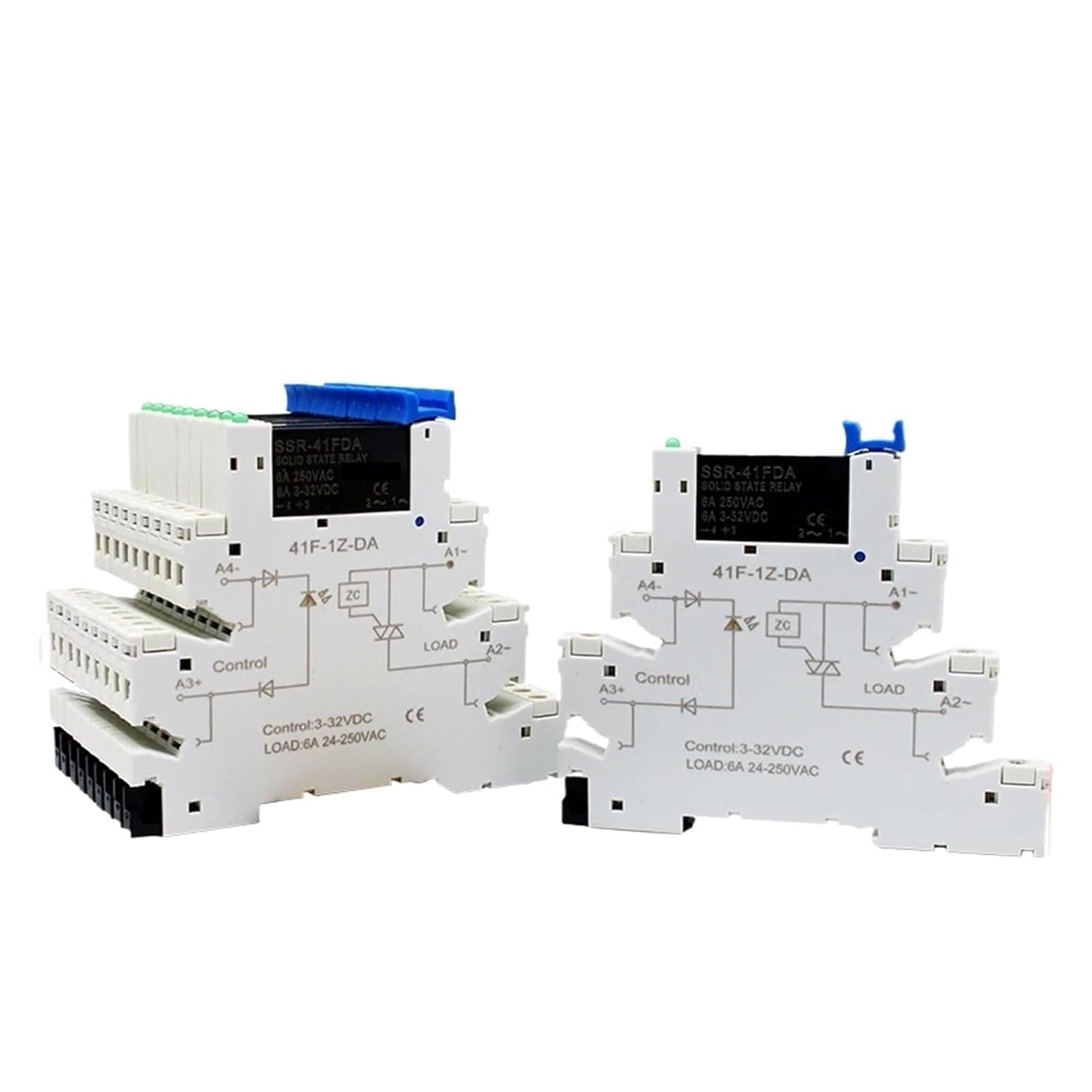 10PCS DIN Rail Mounted Solid State Relay Slim SSR Module DC Control AC 6A SSR-41FDA/DD 3-32V 24-250V 5-60V