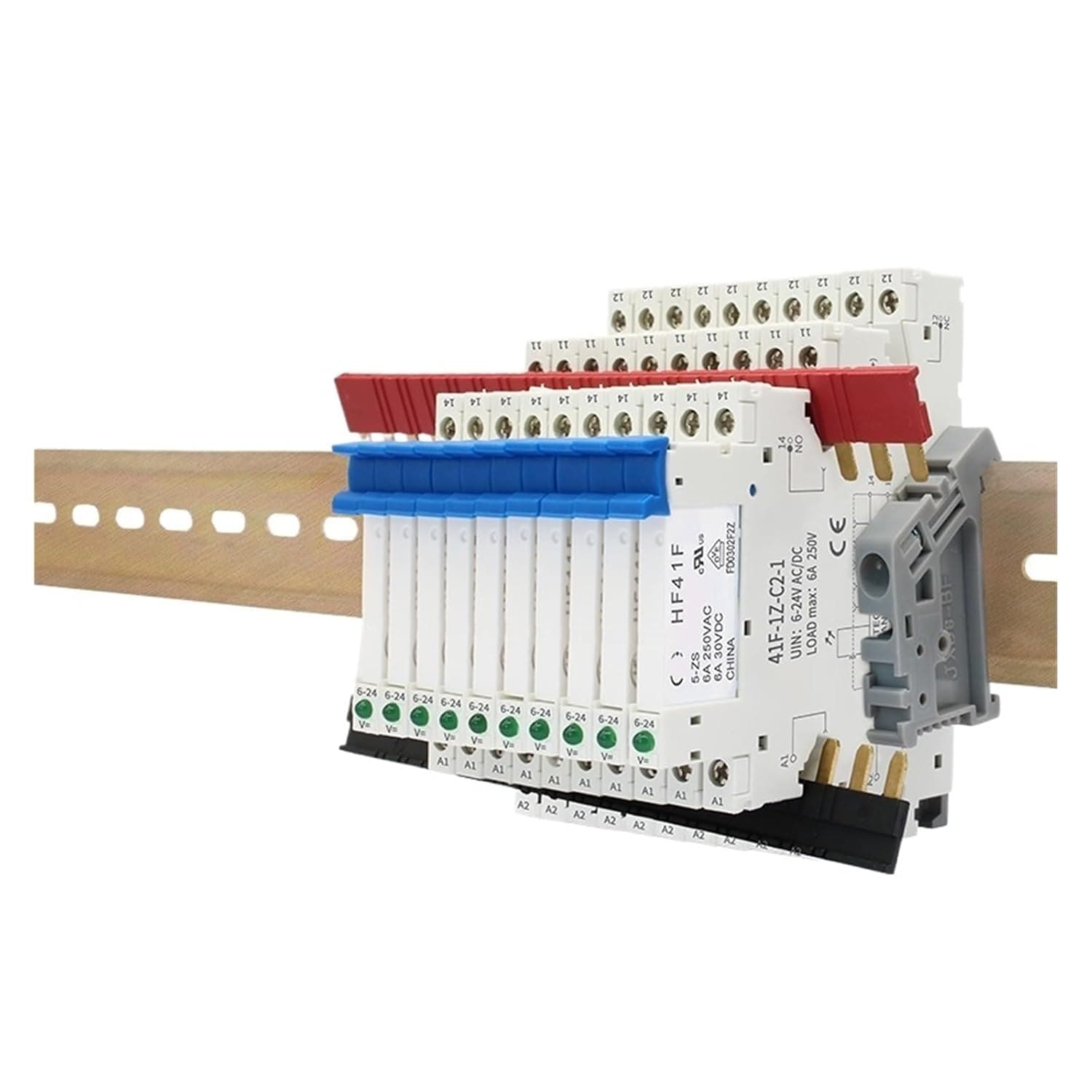 10pcs Rail Relay 5V 12V 24V Slim Relay Module 41F 6A 41F-5-ZS 41F-12-ZS 41F-24-ZS 30VDC(10PCS 12V)
