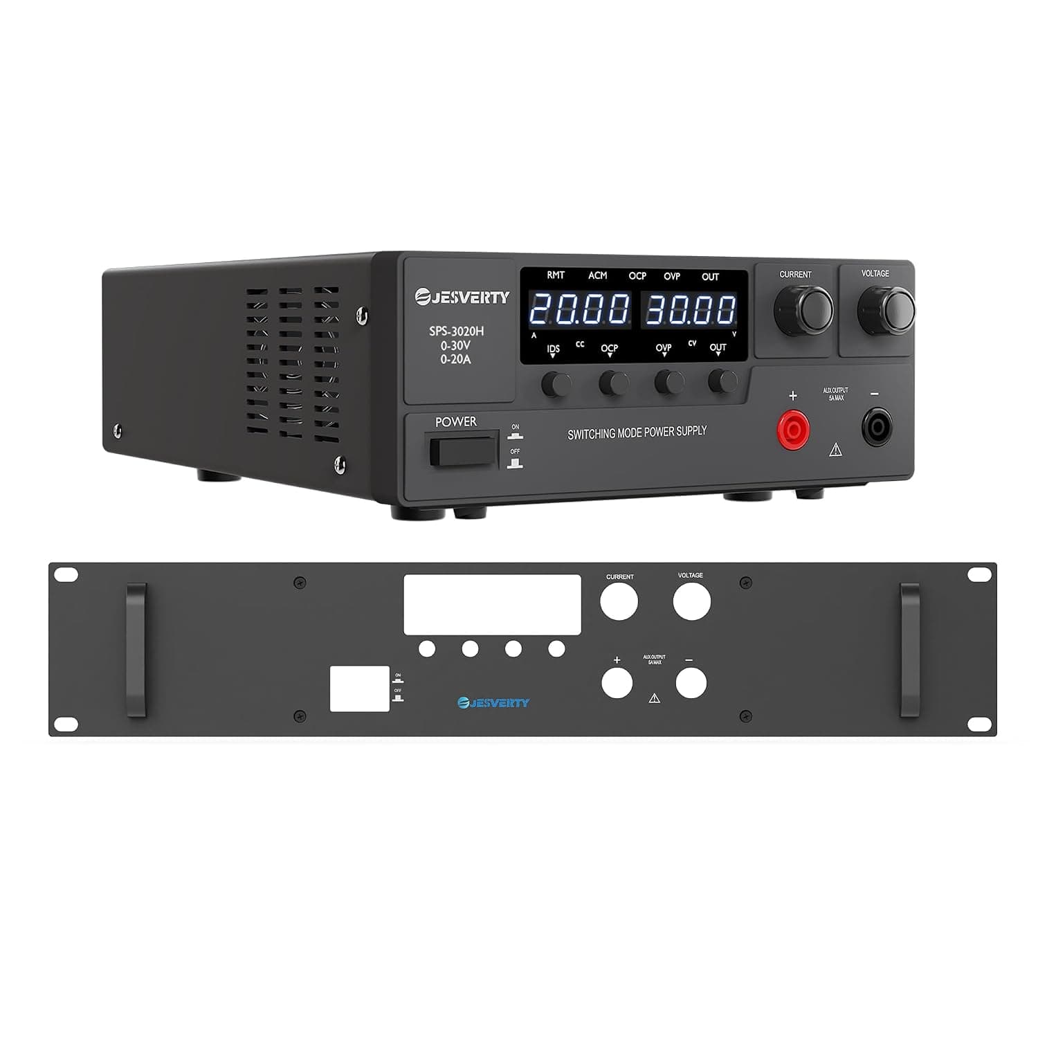 DC Power Supply Variable 0-30V 0-20A 600W & 19inch Rack Mount Adapter