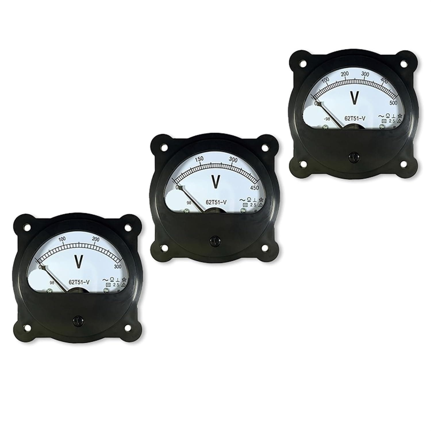 62T51 AC Voltmeter Frequency Meter 250V 300V 450V 500V 600VZ 45-55HZ 380V 220V Black Circular Pointer Type Marine 1Pcs(AC 150V)