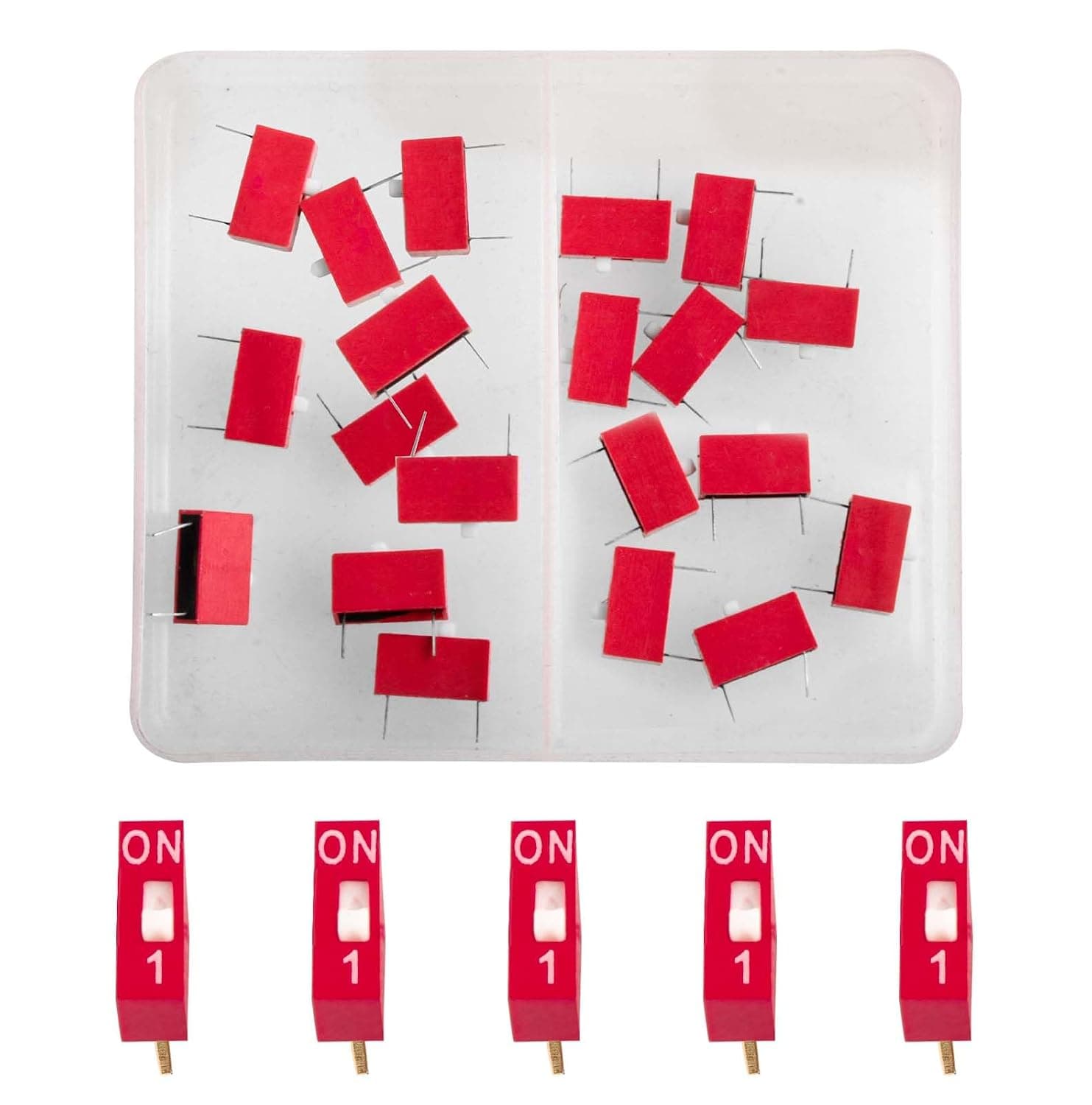 20pcs Double Row Dip Switch 1 Position, Slide Type Switch 2.54mm PCB Mountable On Off Toggle Switch for Circuit,Breadboard