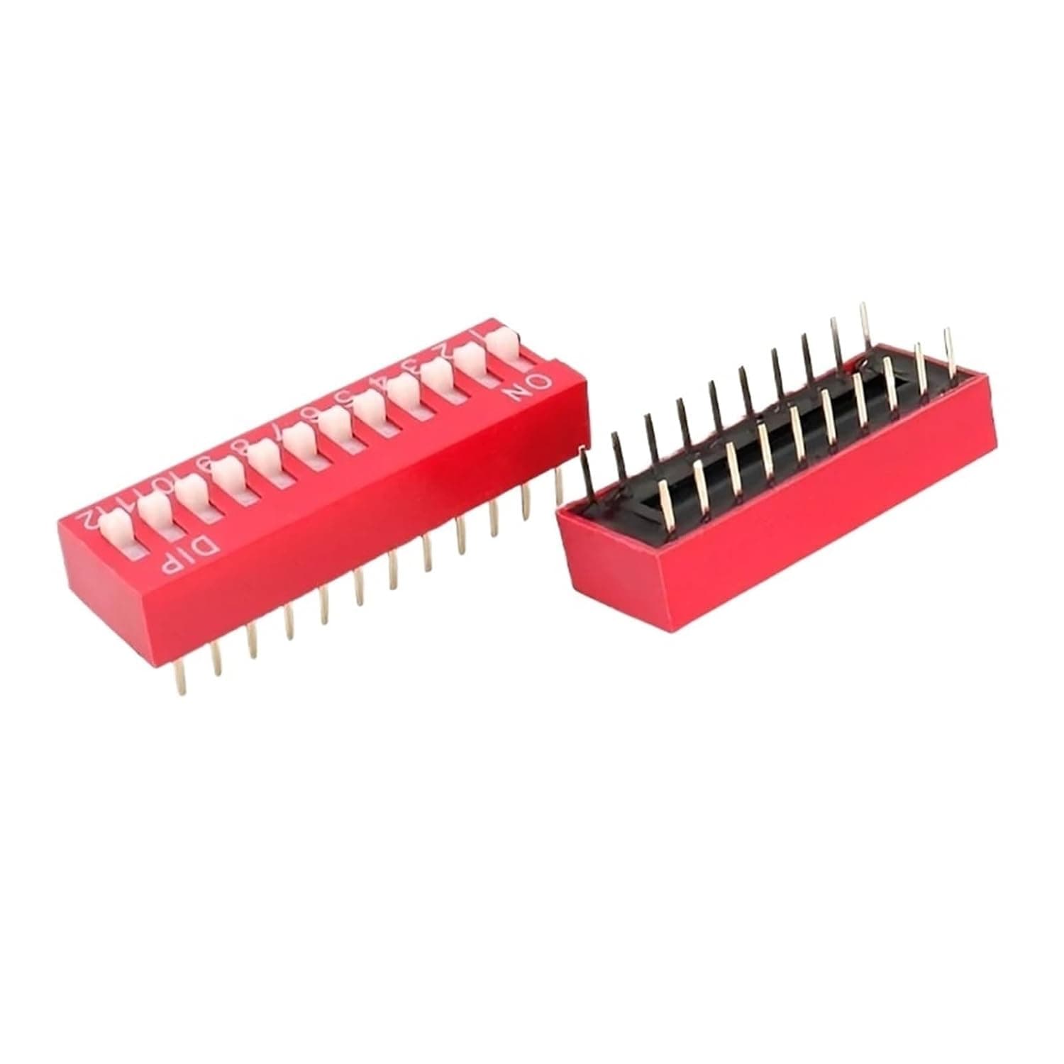 20PCS Red Toggle DIP Switch Module Spacing 2.54MM 24V Inline 1 3 4 5 6 7 8 9 10 12 PIN Quick Dial The Code(K061a024-DS-01)