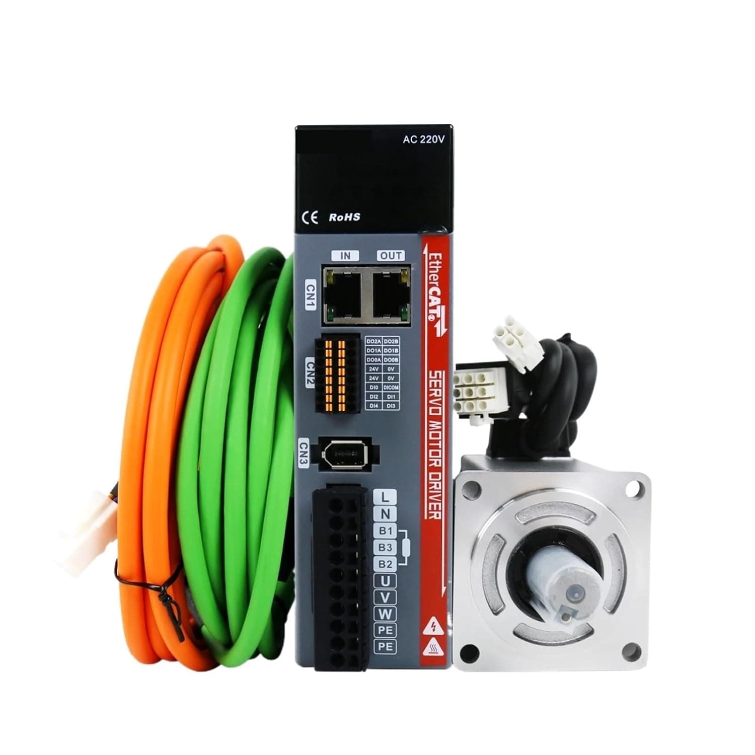 200W 400W 600W 750W 1000W Ethercat AC Servo Motors Drivers 3000RPM 220V AC Servo Motor Driver Kit for Automated Machine(600W 17Bit Absolute)